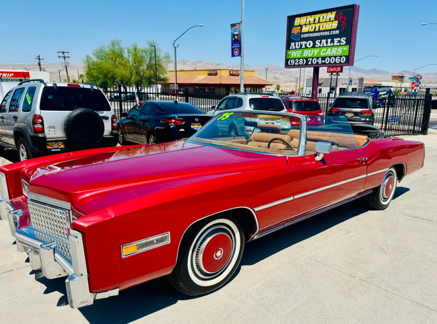 1975 Red Cadillac Eldorado convertible. , located at 2190 Hwy 95, Bullhead City, AZ, 86442, (928) 704-0060, 0.000000, 0.000000 - 1975 Cadillac Eldorado Convertible. Great project car for someone. New tires. Runs and drives, power top works. has a/c doesn't work. needs restoration. interior needs work, engine needs to be serviced . clear title. - Photo#1